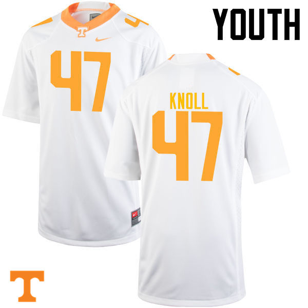 Youth #47 Landon Knoll Tennessee Volunteers College Football Jerseys-White